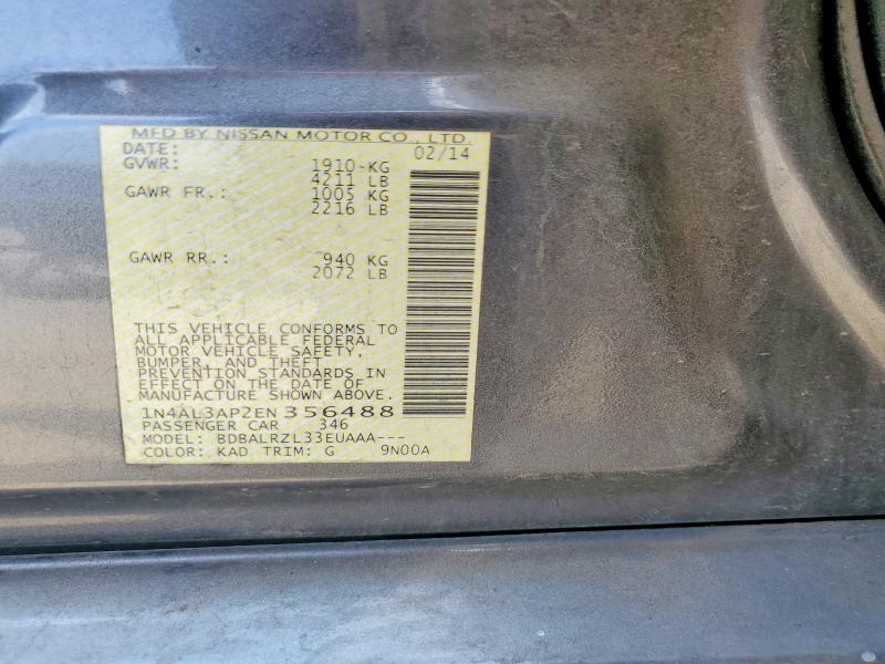 2014 Nissan Altima მანქანა იყიდება აუქციონზე, vin: 1N4AL3AP2EN356488, აუქციონის ნომერი: 58804566