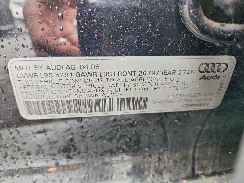 2008 Audi A6 მანქანა იყიდება აუქციონზე, vin: WAUDH74F28N138989, აუქციონის ნომერი: 62843586