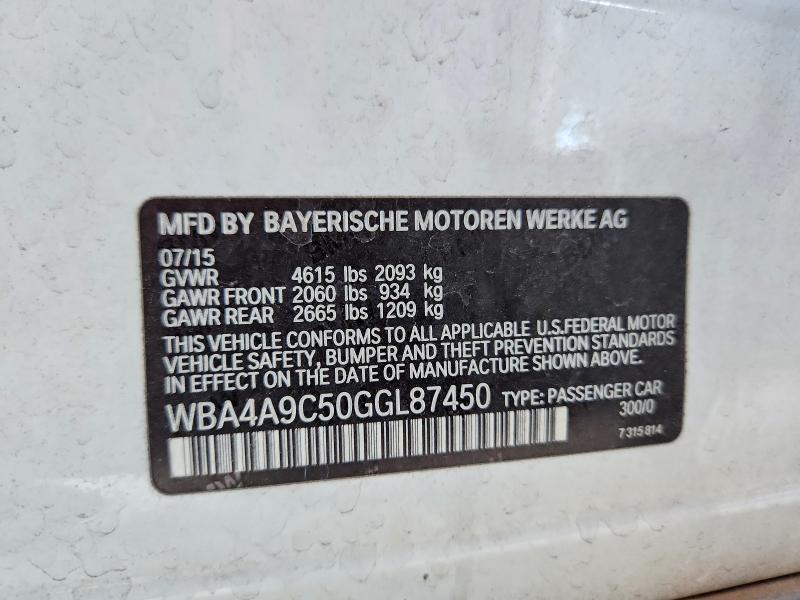 59298356 :رقم المزاد ، WBA4A9C50GGL87450 vin ، 2016 Bmw 428 مزاد بيع