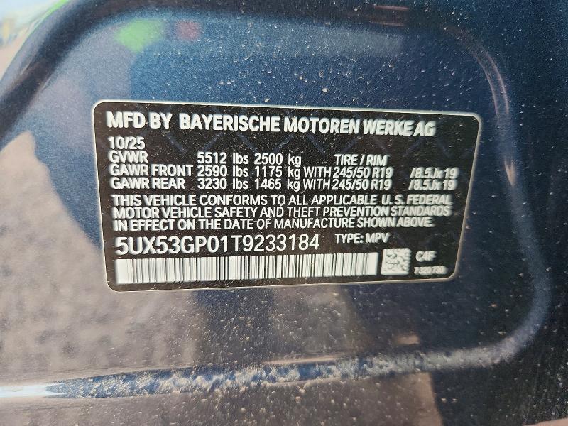 Продаж на аукціоні авто 2026 Bmw X3, vin: 5UX53GP01T9233184, номер лоту: 61144496