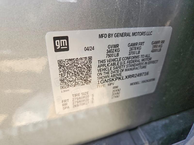 Aukcja sprzedaży 2024 Chevrolet Tahoe, vin: 1GNSKPKLXRR249716, numer aukcji: 61160116