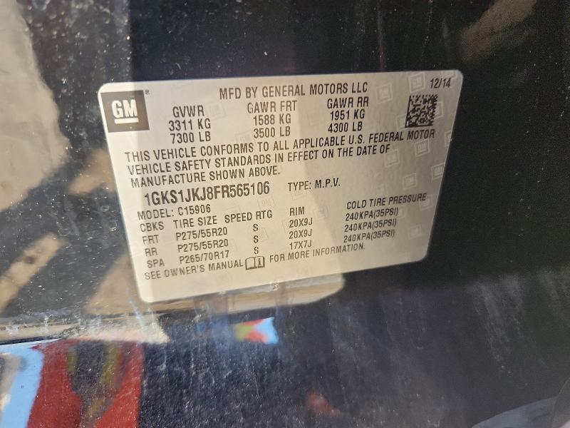 2015 Gmc Yukon Xl მანქანა იყიდება აუქციონზე, vin: 1GKS1JKJ8FR565106, აუქციონის ნომერი: 62750326