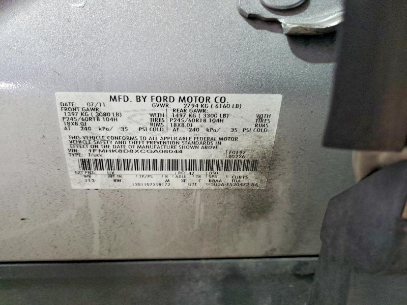 Aukcja sprzedaży 2012 Ford Explorer, vin: 1FMHK8D8XCGA08044, numer aukcji: 61752136