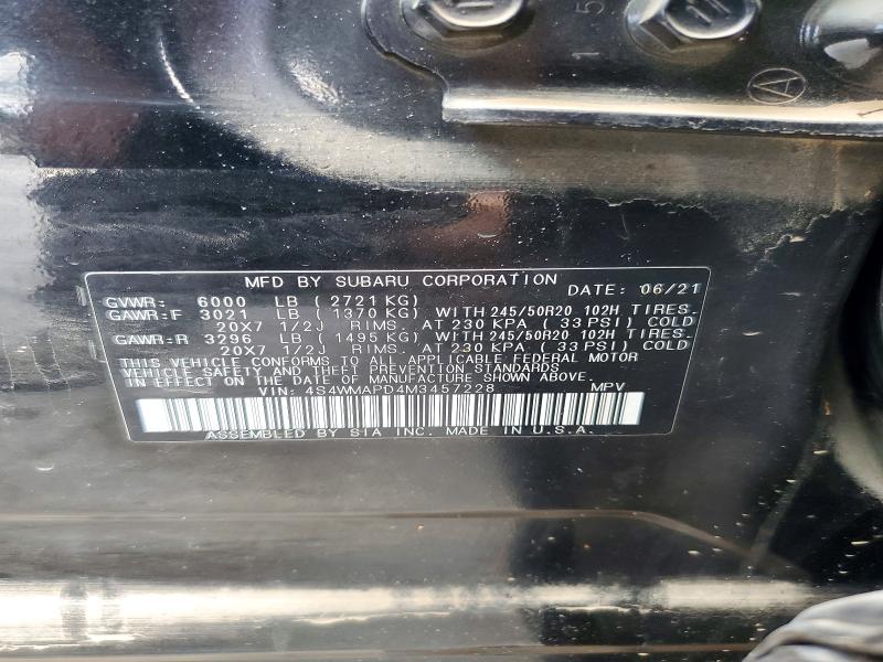Aukcja sprzedaży 2021 Subaru Ascent, vin: 4S4WMAPD4M3457228, numer aukcji: 62544376