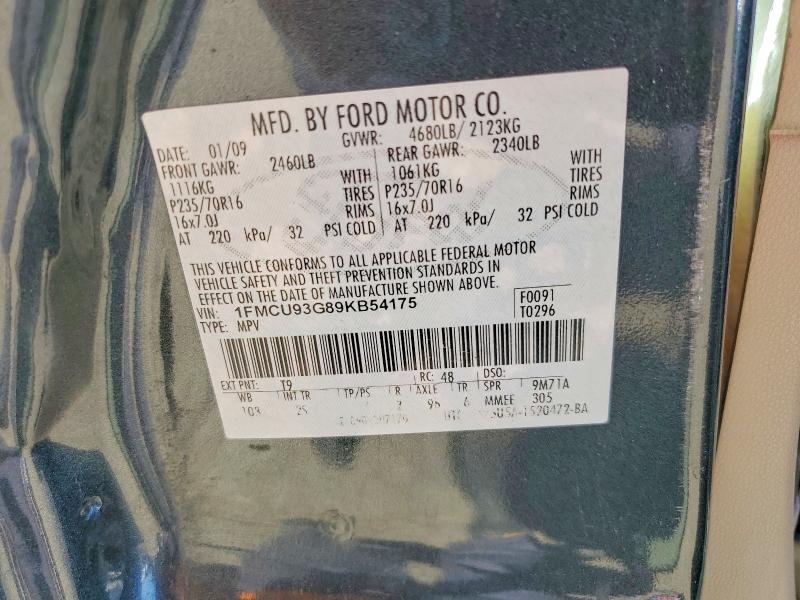 Aukcja sprzedaży 2009 Ford Escape, vin: 1FMCU93G89KB54175, numer aukcji: 63410856