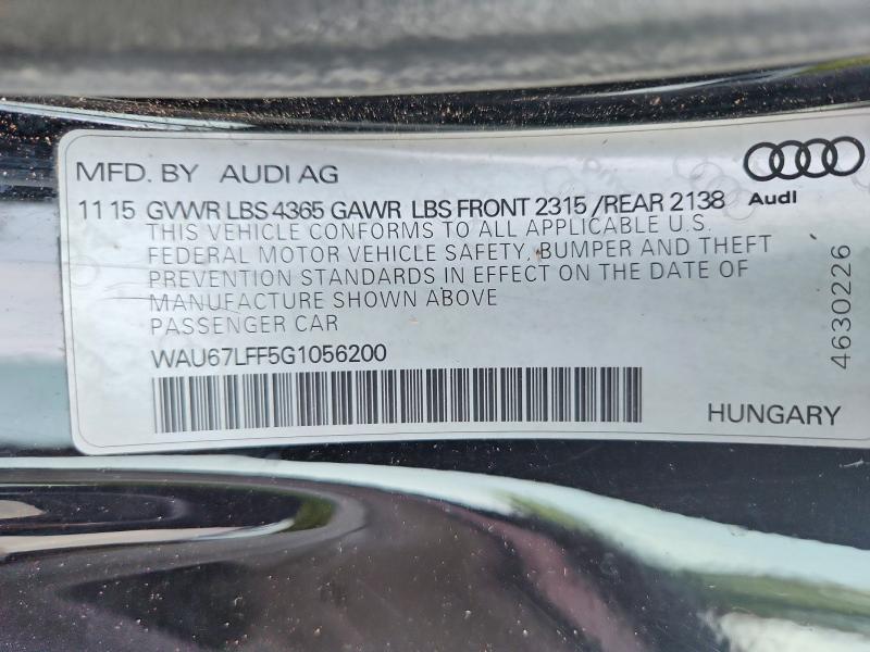 60636886 :رقم المزاد ، WAU67LFF5G1056200 vin ، 2016 Audi A3 مزاد بيع