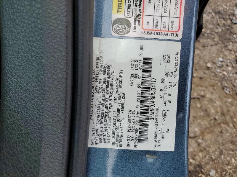 60461546 :رقم المزاد ، 3FAHP0JA3BR334117 vin ، 2011 Ford Fusion مزاد بيع