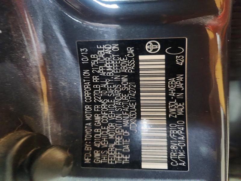 2014 Toyota Prius მანქანა იყიდება აუქციონზე, vin: JTDKN3DU4E1742721, აუქციონის ნომერი: 62766966