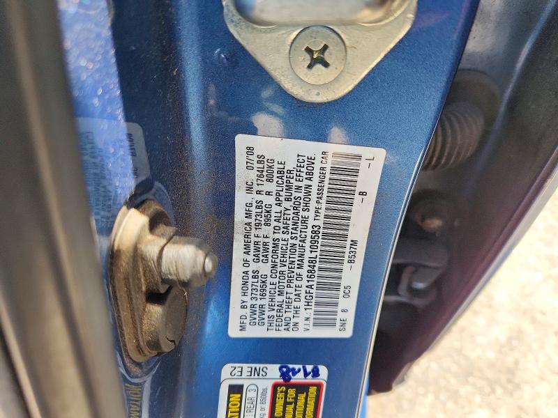 Продажа на аукционе авто 2008 Honda Civic, vin: 1HGFA16848L109583, номер лота: 62088186