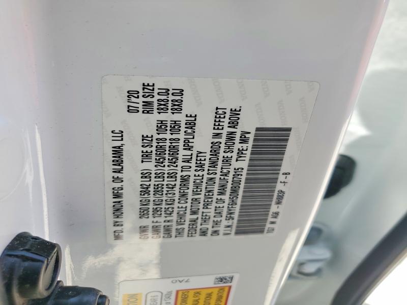 2021 Honda Pilot მანქანა იყიდება აუქციონზე, vin: 5FNYF6H50MB007915, აუქციონის ნომერი: 62252276