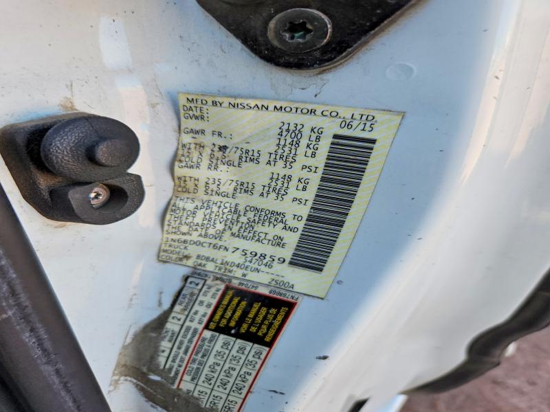 2015 Nissan Frontier მანქანა იყიდება აუქციონზე, vin: 1N6BD0CT6FN759859, აუქციონის ნომერი: 61874096