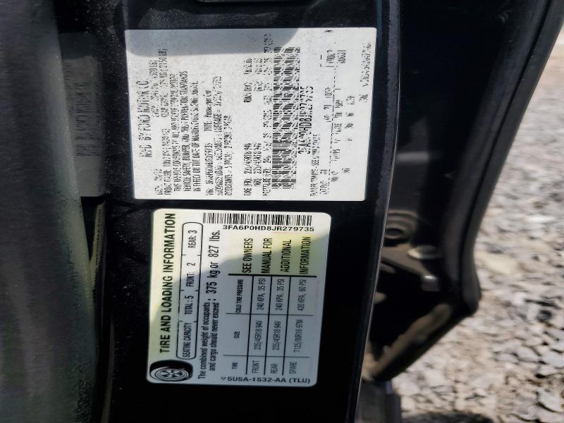 Aukcja sprzedaży 2018 Ford Fusion, vin: 3FA6P0HD8JR279735, numer aukcji: 60918516