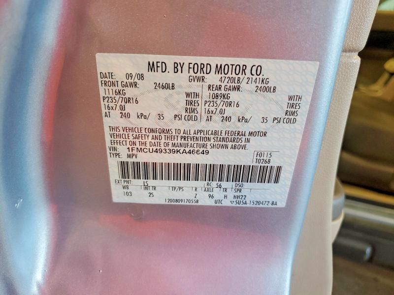 Продажа на аукционе авто 2009 Ford Escape, vin: 1FMCU49339KA46649, номер лота: 61129346