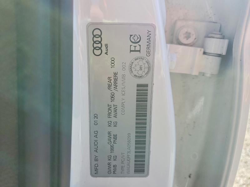 Aukcja sprzedaży 2020 Audi A3, vin: WAUAUGFF3LA056099, numer aukcji: 61127466