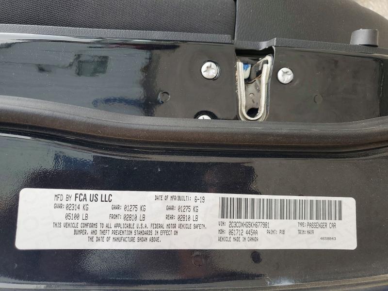 2019 Dodge Charger მანქანა იყიდება აუქციონზე, vin: 2C3CDXHG5KH677981, აუქციონის ნომერი: 62395836