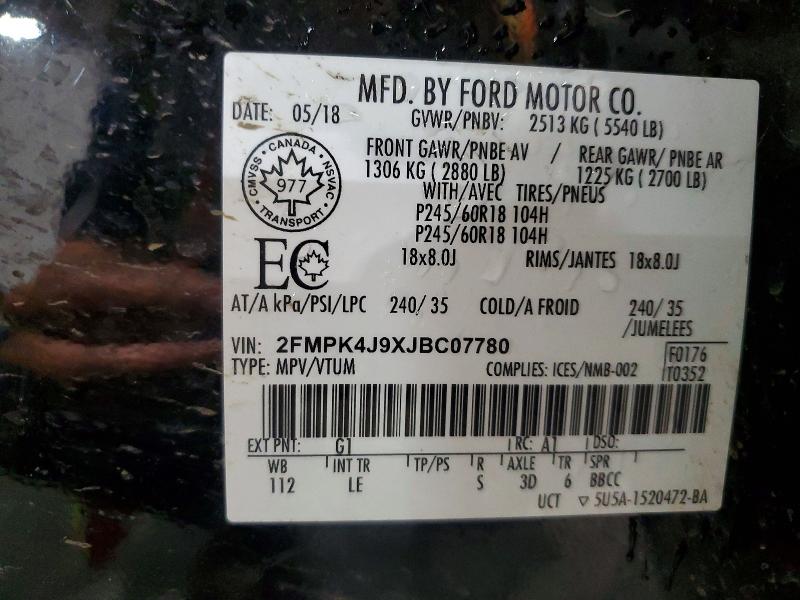Aukcja sprzedaży 2018 Ford Edge, vin: 2FMPK4J9XJBC07780, numer aukcji: 62963846