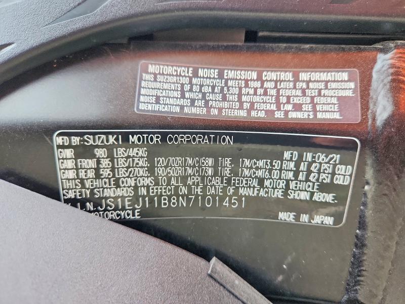 Продажа на аукционе авто 2022 Suzuki Gsx1300, vin: JS1EJ11B8N7101451, номер лота: 60426286