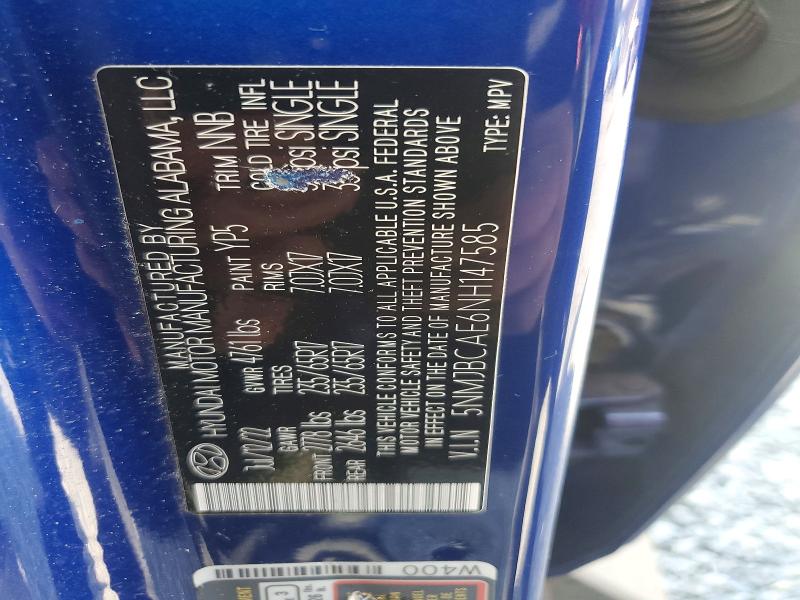 Продажа на аукционе авто 2022 Hyundai Tucson, vin: 5NMJBCAE6NH147585, номер лота: 60326216