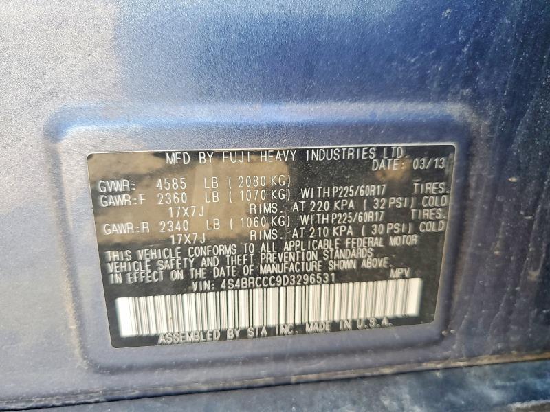 59685786 :رقم المزاد ، 4S4BRCCC9D3296531 vin ، 2013 Subaru Outback مزاد بيع