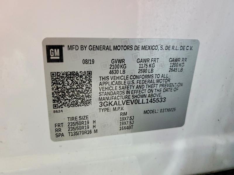 62965756 :رقم المزاد ، 3GKALVEV0LL145533 vin ، 2020 Gmc Terrain مزاد بيع