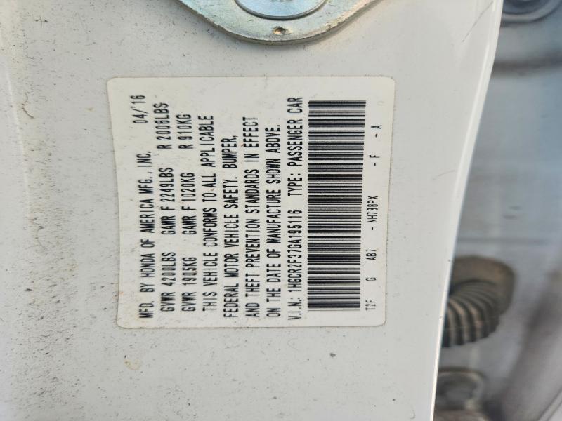 2016 Honda Accord მანქანა იყიდება აუქციონზე, vin: 1HGCR2F37GA195116, აუქციონის ნომერი: 61903126