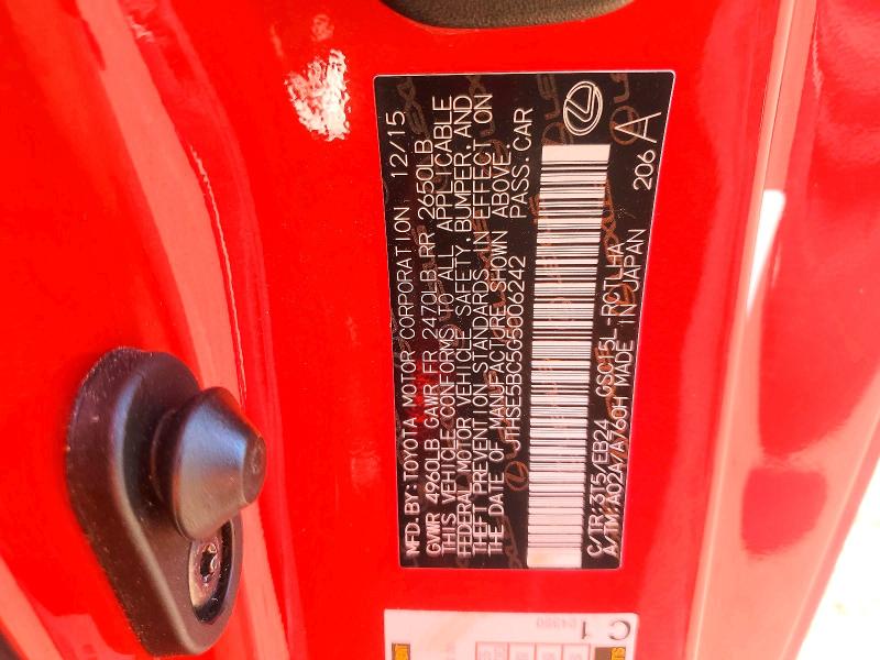 Aukcja sprzedaży 2016 Lexus Rc, vin: JTHSE5BC5G5006242, numer aukcji: 60315256