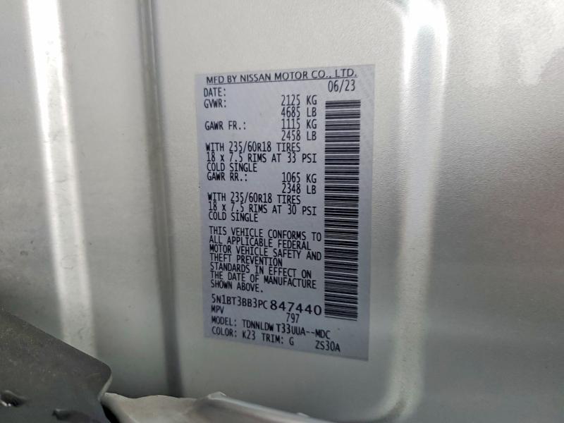Продажа на аукционе авто 2023 Nissan Rogue, vin: 5N1BT3BB3PC847440, номер лота: 59585806