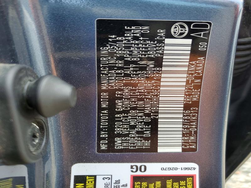 2014 Toyota Corolla მანქანა იყიდება აუქციონზე, vin: 2T1BURHE9EC171828, აუქციონის ნომერი: 61437916
