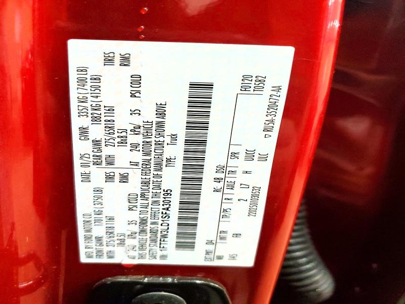 Aukcja sprzedaży 2025 Ford F150, vin: 1FTFW3LD1SFA30195, numer aukcji: 61681616