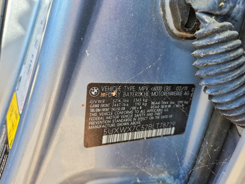 50941456 :رقم المزاد ، 5UXWX7C52BLT78729 vin ، 2011 Bmw X3 مزاد بيع