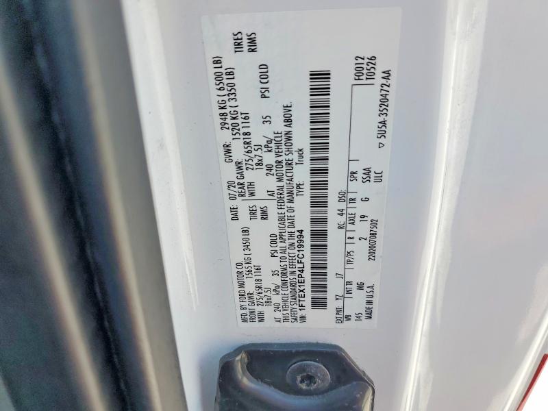 Aukcja sprzedaży 2020 Ford F150, vin: 1FTEX1EP4LFC19994, numer aukcji: 60209166