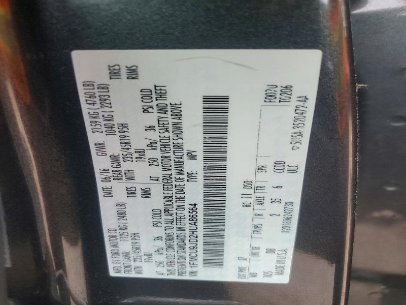 62112296 :رقم المزاد ، 1FMCU9JD2HUA86564 vin ، 2017 Ford Escape مزاد بيع