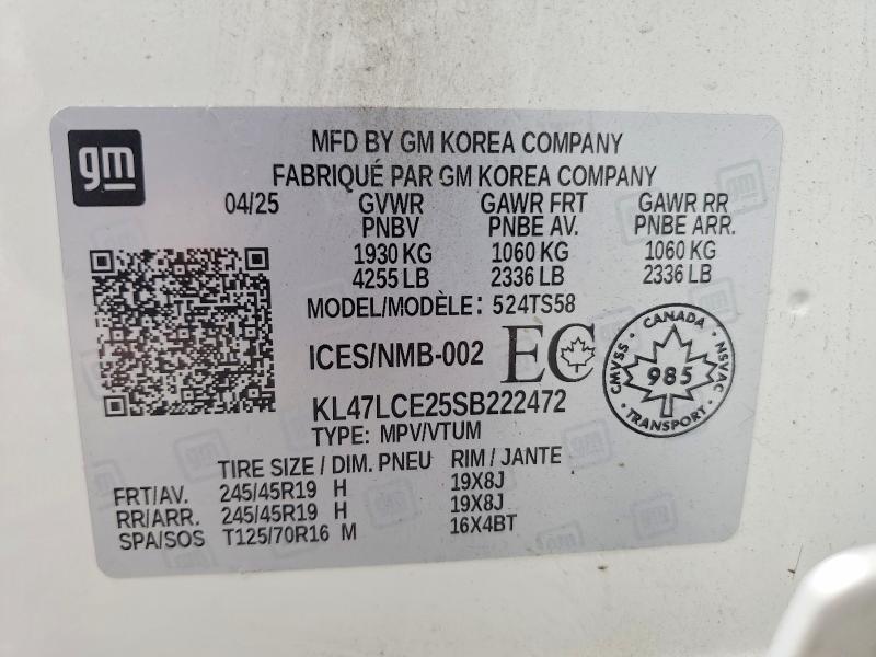 Aukcja sprzedaży 2025 Buick Envista, vin: KL47LCE25SB222472, numer aukcji: 62052416