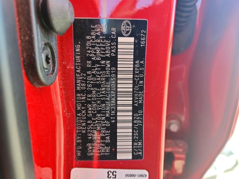 Продаж на аукціоні авто 2023 Toyota Camry, vin: 4T1K31AKXPU045919, номер лоту: 61781536