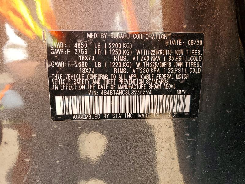 Aukcja sprzedaży 2020 Subaru Outback, vin: 4S4BTANC8L3256524, numer aukcji: 61239776