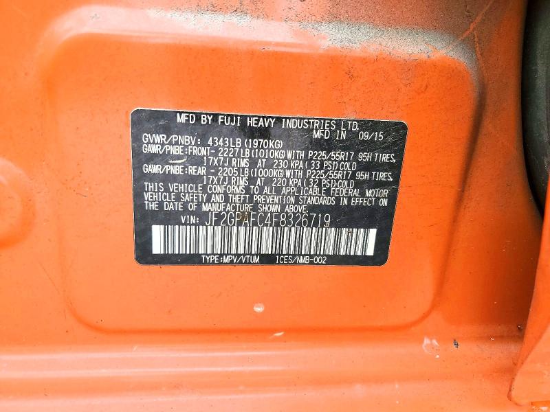 Aukcja sprzedaży 2015 Subaru Xv Crosstrek, vin: JF2GPAFC4F8326719, numer aukcji: 60012286