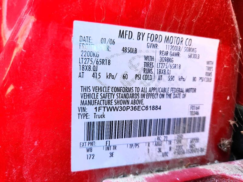 59844156 :رقم المزاد ، 1FTWW30P36EC61884 vin ، 2006 Ford F350 مزاد بيع