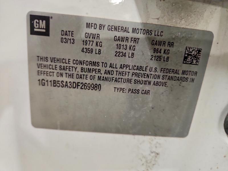 Продажа на аукционе авто 2013 Chevrolet Malibu, vin: 1G11B5SA3DF269980, номер лота: 58714916