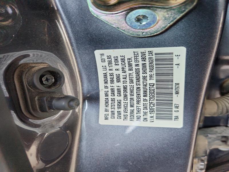 Aukcja sprzedaży 2016 Honda Civic, vin: 19XFC2F72GE032743, numer aukcji: 61880676