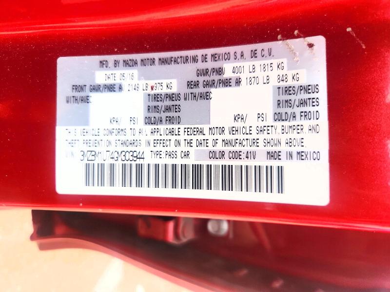 2016 Mazda 3 მანქანა იყიდება აუქციონზე, vin: 3MZBM1U74GM303944, აუქციონის ნომერი: 60709656