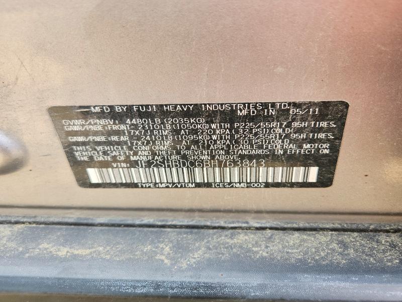 2011 Subaru Forester მანქანა იყიდება აუქციონზე, vin: JF2SHBDC6BH763843, აუქციონის ნომერი: 62165156