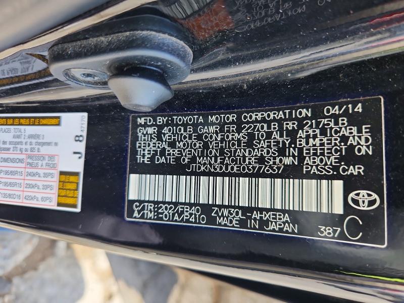 Продажа на аукционе авто 2014 Toyota Prius, vin: JTDKN3DU0E0377637, номер лота: 60318316
