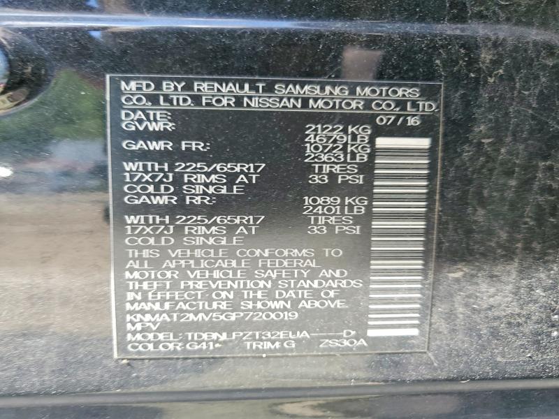 Продаж на аукціоні авто 2016 Nissan Rogue, vin: KNMAT2MV5GP720019, номер лоту: 62945726