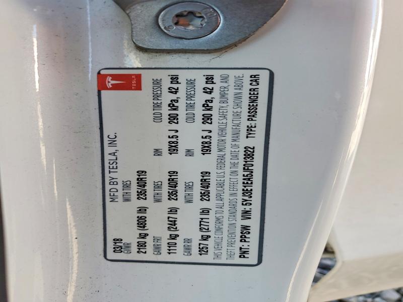 2018 Tesla Model 3 მანქანა იყიდება აუქციონზე, vin: 5YJ3E1EA5JF013822, აუქციონის ნომერი: 62255726