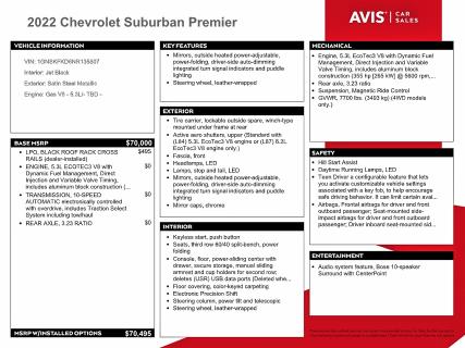 Aukcja sprzedaży 2022 Chevrolet Suburban, vin: 1GNSKFKD6NR135807, numer aukcji: 60923336