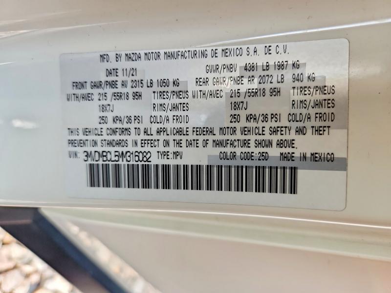 63165836 :رقم المزاد ، 3MVDMBCL5MM316082 vin ، 2021 Mazda Cx-30 مزاد بيع