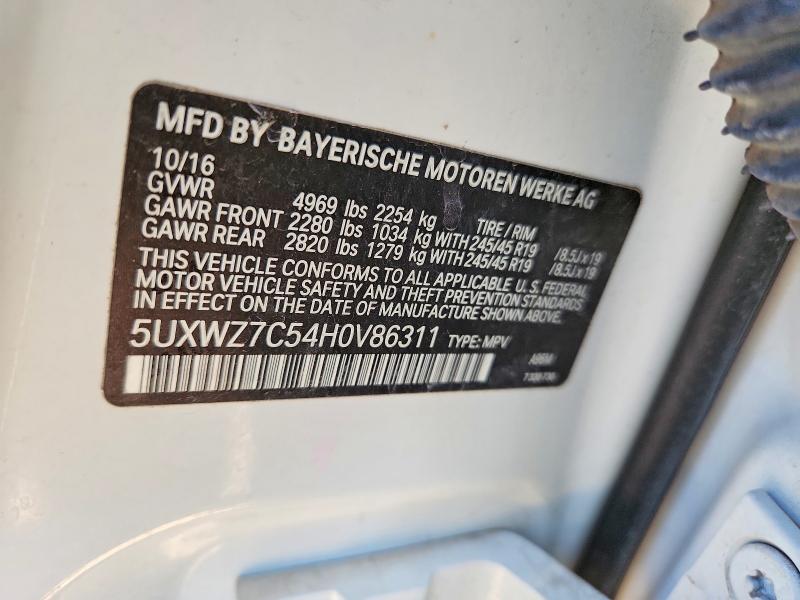 Aukcja sprzedaży 2017 Bmw X3, vin: 5UXWZ7C54H0V86311, numer aukcji: 62871306