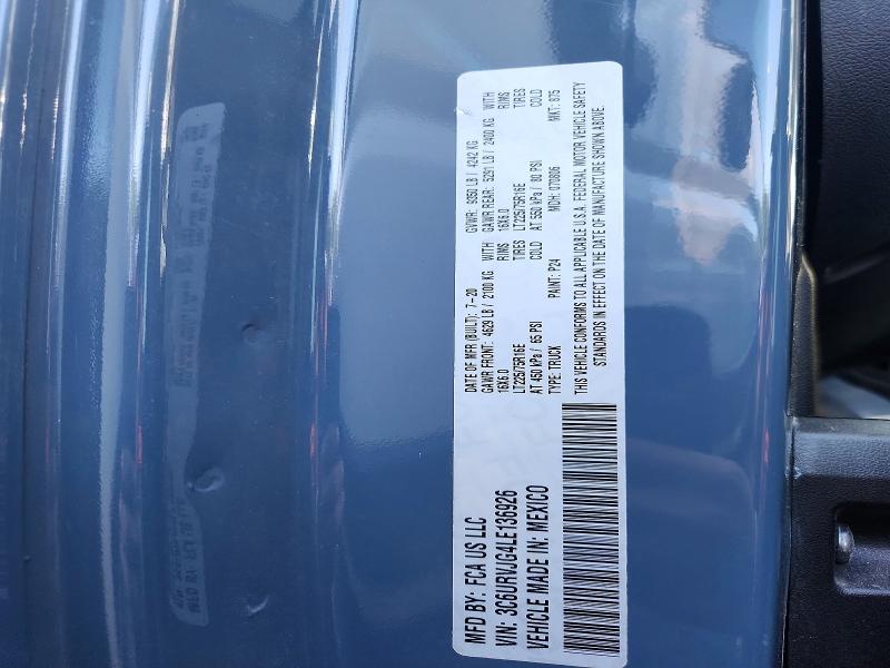 61896736 :رقم المزاد ، 3C6URVJG4LE136926 vin ، 2020 Ram Promaster 3500 مزاد بيع