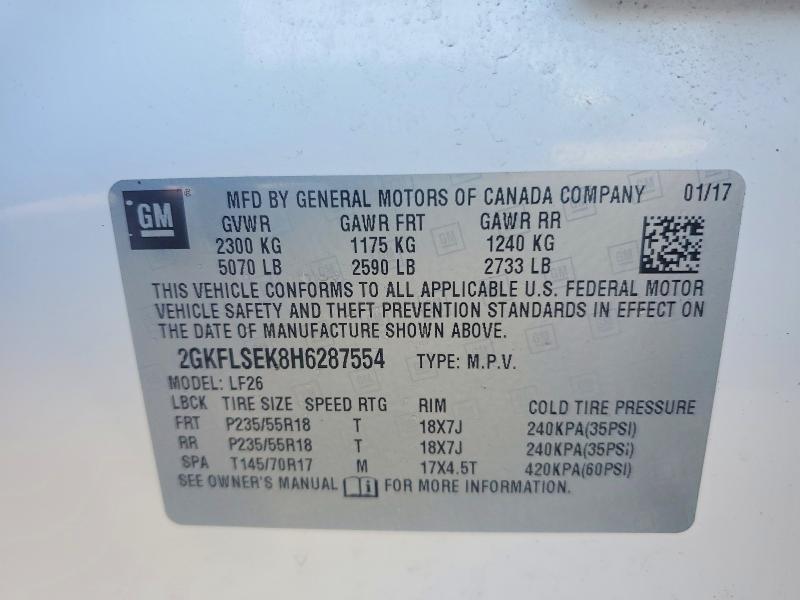 Aukcja sprzedaży 2017 Gmc Terrain, vin: 2GKFLSEK8H6287554, numer aukcji: 57703246