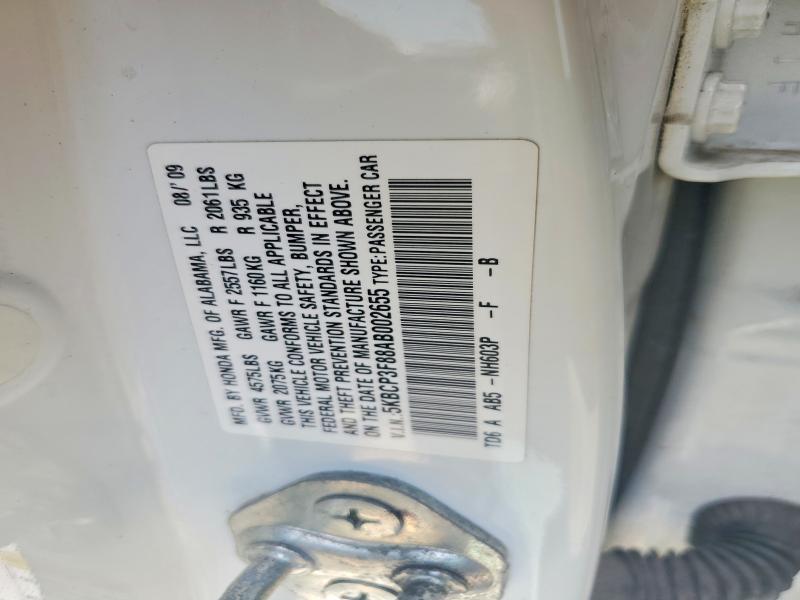 Aukcja sprzedaży 2010 Honda Accord, vin: 5KBCP3F88AB002655, numer aukcji: 59231416